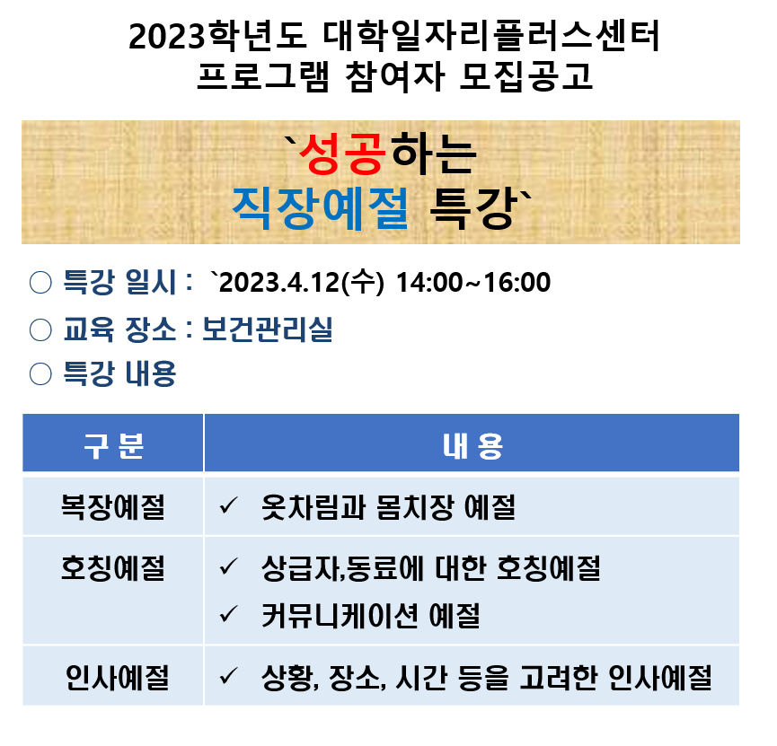 2023년 성공하는 직장예절