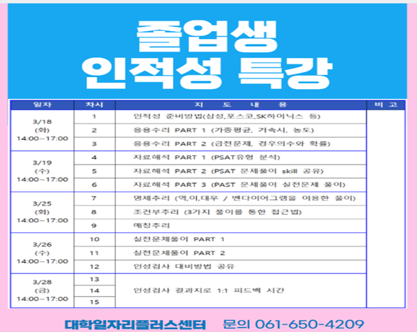 졸업생 인적성 특강